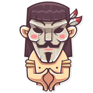 👿 maschera, nativi americani, cartone animato, divertente, adesivo, guy fawkes whatsapp sticker