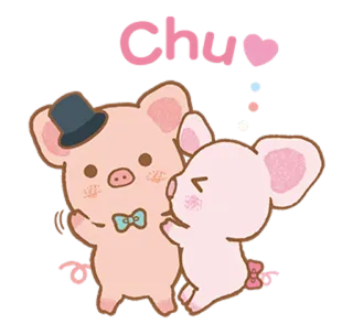 💏 Chu cerdo, ratón, amor, lindo, dibujos animados, animales, pareja telegram sticker