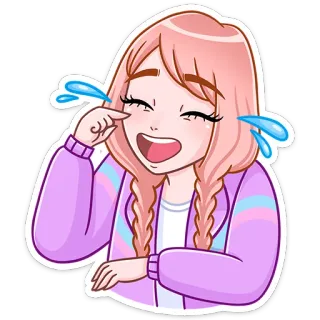😂 смех, плач, девочка, мультфильм, эмодзи, стикер telegram sticker