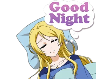 😴 Good Night 애니메이션, 소녀, 자는, 잘자요, 꿈, 침대 telegram sticker