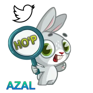 👌 HOP Hase, Lupe, Cartoon, süß, Tier, Häschen, Hüpfen telegram sticker