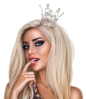 👸 mujer, reina de belleza, rubia, corona, retrato, modelo telegram sticker