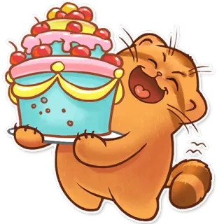 🎂 cat, cake, dessert, happy, animal telegram sticker
