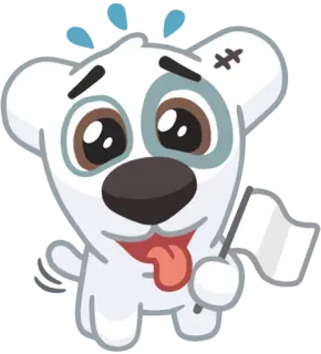 😃 chien, dessin animé, drapeau blanc, mignon, animal, autocollant whatsapp sticker