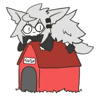 🏘 らぴぴ dog, doghouse, cute, animal, wolf, chibi, sticker telegram sticker