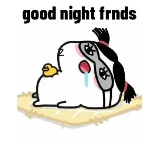 😴 good night frnds imut, kartun, selamat malam, teman, kelinci telegram sticker
