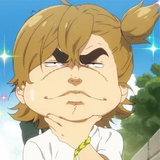 🍭 Аниме, Мультфильм, Смешное лицо, Прищур, Мем, Странный, Мужской пучок telegram sticker