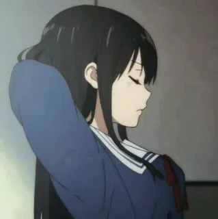 🖤 Anime, Dziewczyna, Mundur szkolny, Uczeń, Kreskówka, Animacja telegram sticker