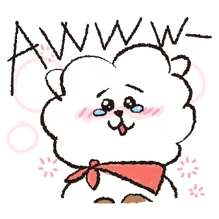 🥺 AWWW- cute, kawaii, sad, cartoon, cloud, dog, BT21, RJ telegram sticker