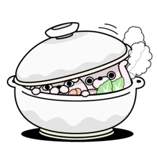🍲 可愛い, 動物, 料理, 鍋, シチュー, ウサギ, 漫画 telegram sticker