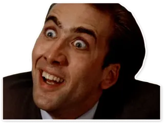 😳 Nicolas Cage actor, meme, cara, expresión, gracioso telegram sticker