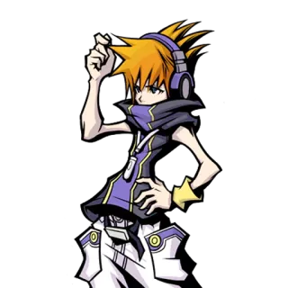 🤔 Neku Sakuraba The World Ends with You anime, video game, character, orange hair, headphones telegram sticker