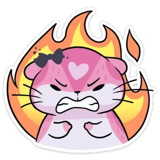 😡 chuột hamster, tức giận, lửa, dễ thương, hoạt hình, hồng, động vật telegram sticker