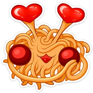 😍 Spaghetti, Monstre en spaghetti volant, Dessin animé, Nourriture, Pâtes, Autocollant telegram sticker