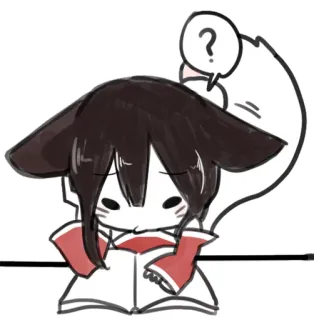 📖 anime, cartoon, reading, question mark, cute telegram sticker