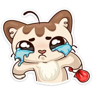 😭 gatto, piangere, triste, lacrime, emoji, cartone animato, arrabbiato, gattino telegram sticker