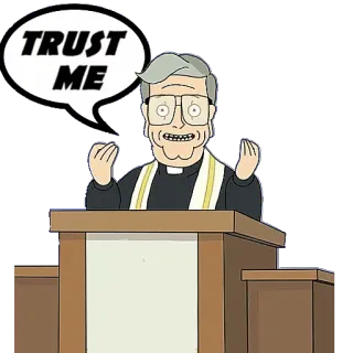 ✝ TRUST ME confianza, dibujos animados, bocadillo, cura, pastor telegram sticker