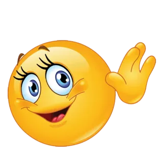 👋 이모지, 미소, 손 흔들기, 노란색, 만화 telegram sticker