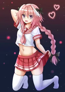 😻 Astolfo Fate/Apocrypha Anime, Trap, Manga, Cheveux roses, Mignon, Uniforme marin telegram sticker