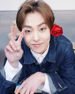 ✋ K-pop, Сюмин, Цветок, Знак мира, Человек, Мужчина telegram sticker