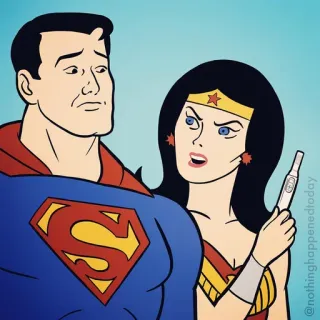 😃 Superman and Wonder Woman Superheld, Comic, Baby, Schwangerschaftstest, Superman, Wonder Woman whatsapp sticker