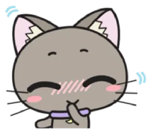 😊 gato, beijo, desenho animado, animal, fofo, ruborizar whatsapp sticker