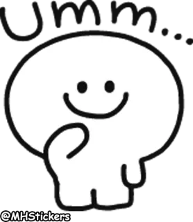 🤔 @MHStickers sticker, cartoon, schattig, blij, minimalistisch, wit whatsapp sticker
