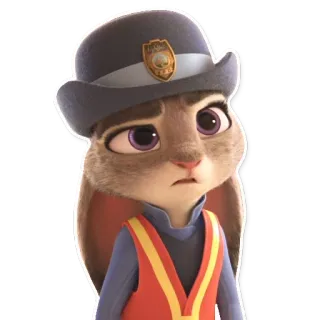 😕 Judy Hopps Zootopia dessin animé, police, officier, lapin, animal whatsapp sticker