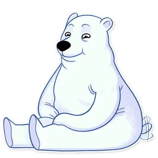 😊 белый медведь, мультик, животное, милый, сидящий, белый whatsapp sticker