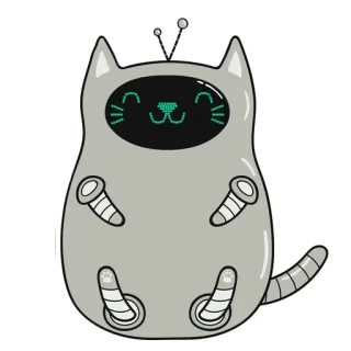 😲 kot, robot, zwierzę, słodki, cyfrowy, kreskówka telegram sticker