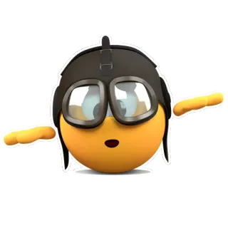 ✈ อีโมจิ, นักบิน, หมวกกันน็อก, สีเหลือง, เครื่องบิน, การบิน telegram sticker