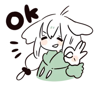 👌 mignon, dessin animé, personnage, signe de paix, art telegram sticker