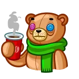 ☕️ teddy bear, coffee, scarf, cute, toy, cartoon, drink telegram sticker
