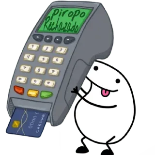 😀 Piropo Rechazado บัตรเครดิต, การชำระเงิน, ถูกปฏิเสธ, ตลก, การ์ตูน, เครื่องรูดบัตร whatsapp sticker