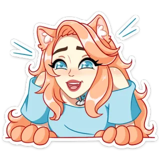 😱 sticker, cartoon, Katzenmädchen, Anime-Stil, süß, kawaii telegram sticker
