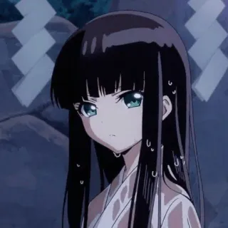 🌟 anime girl, manga, long black hair, sad, anime, girl telegram sticker