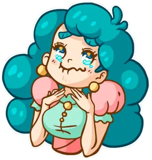 😢 dessin animé, fille, pleurs, triste, émotionnel, illustration telegram sticker