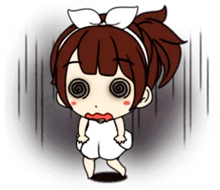 👸 Kreskówka, Dziewczyna, Zdezorientowana, Spiralne oczy, Panika, Animacja telegram sticker