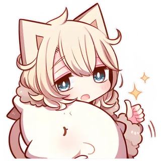 👍 carino, anime, kawaii, adesivo, orecchie da gatto, chibi whatsapp sticker