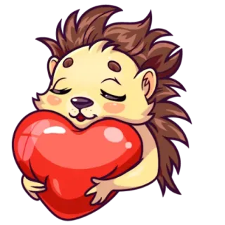🤗 ёж, сердце, любовь, милый, мультфильм, животное whatsapp sticker