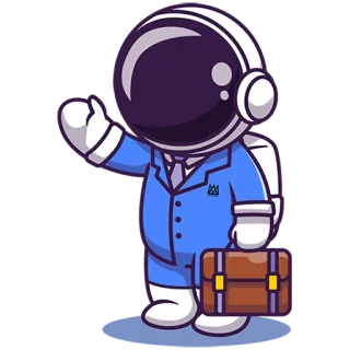 💼 астронавт, бизнес, космос, костюм, портфель, мультфильм, иллюстрация, наука telegram sticker