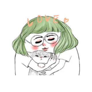 ☺️ LOVE liebe, katze, mädchen, illustration, süß, kawaii whatsapp sticker