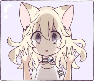 😦 Katzenmädchen, Anime, Manga, Kawaii, Süß, Charakter, Sticker telegram sticker