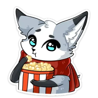 🍿 kot, popcorn, zwierzę, słodki, jedzenie, przekąska telegram sticker