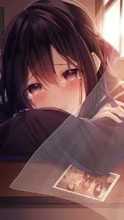 ♥ anime, crying, sad, girl, school uniform, photo telegram sticker
