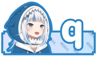 🔤 q Anime, Squalo, Carino, Cartone animato, Blu, Pesce telegram sticker