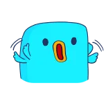 😮 oiseau bleu, oiseau animé, oiseau cartoon, oiseau mignon telegram sticker