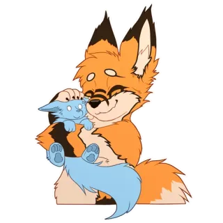 🤗 rubah, lucu, kartun, hewan, peluk, seni digital telegram sticker