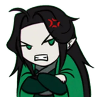 😤 อนิเมะ, โกรธ, จิบิ, เอลฟ์, การ์ตูน whatsapp sticker