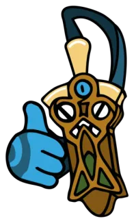 👍 desenho animado, arma, polegar para cima, objeto, azul telegram sticker